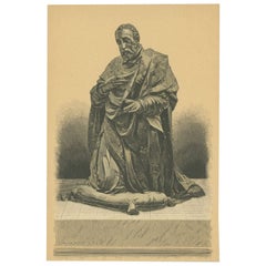 Antique Print of a Statue of Henry II, c.1880