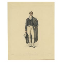 Antique Print of a Gentleman-Commoner From History of Oxford and Cambridge, 1814