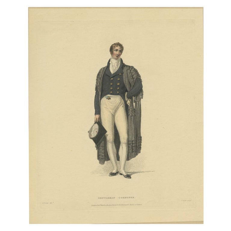 Antique Print of a Gentleman-Commoner From History of Oxford and ...