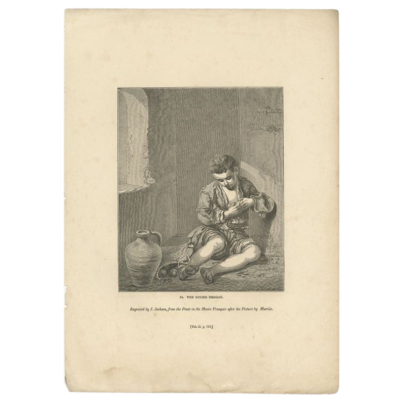 Antique Print of a Young Beggar, 1835