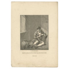 Antique Print of a Young Beggar, 1835