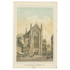 Antique Print of the St. Pancras Church of Leiden in The Netherlands, 1859