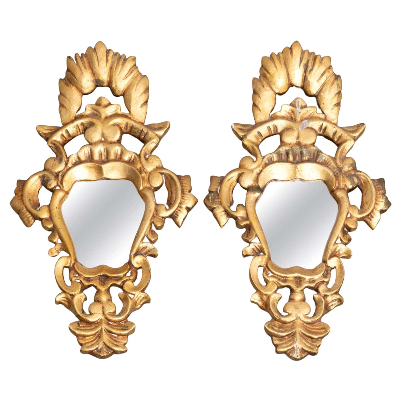 Set of Two 19th Century Antique Gold Cornucopia Mirrors For Sale