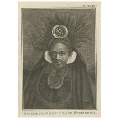 Antique Print of a Chief of the Island Christina, the Marquesas Islands, 1803