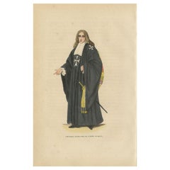 Antique Print of a Grand Cross of the Knights Hospitaller by Tiron, 1845