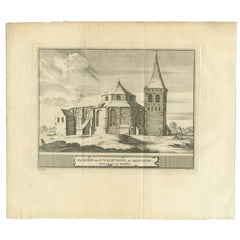 Antiker Druck der „St. Walburgkerk“ in Groningen, Niederlande, 1774