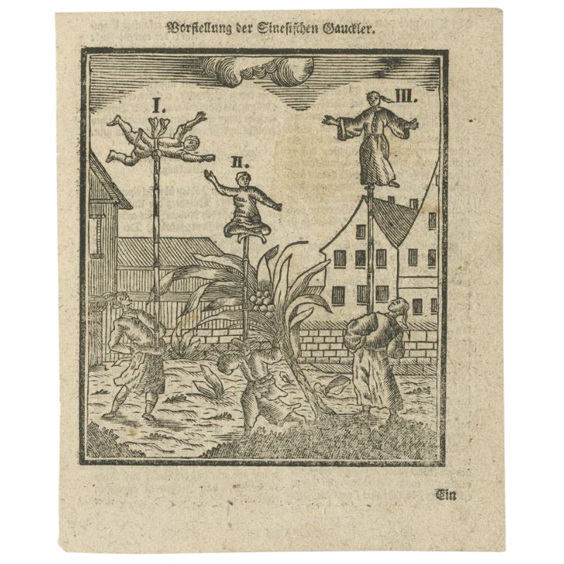 Antique Print of Acrobats, circa 1788 For Sale