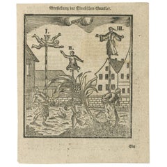 Antique Print of Acrobats, circa 1788
