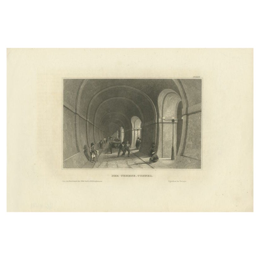 Antique Print of the Thames Tunnel in London, 1839 For Sale