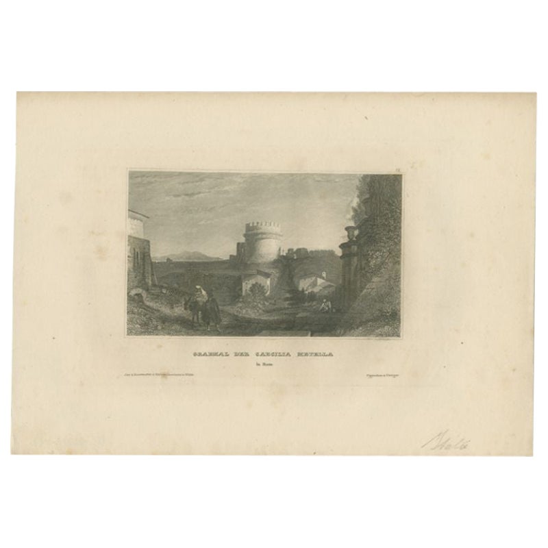 Impression ancienne du tombeau de Caecilia Metella par Meyer, 1836