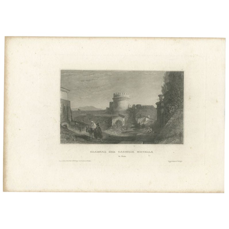 Grabado antiguo de la tumba de Caecilia Metella por Meyer, 1836