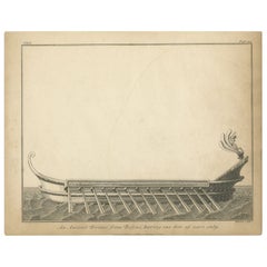 Antiker Druck eines antiken Bireme aus dem Jahr 1802