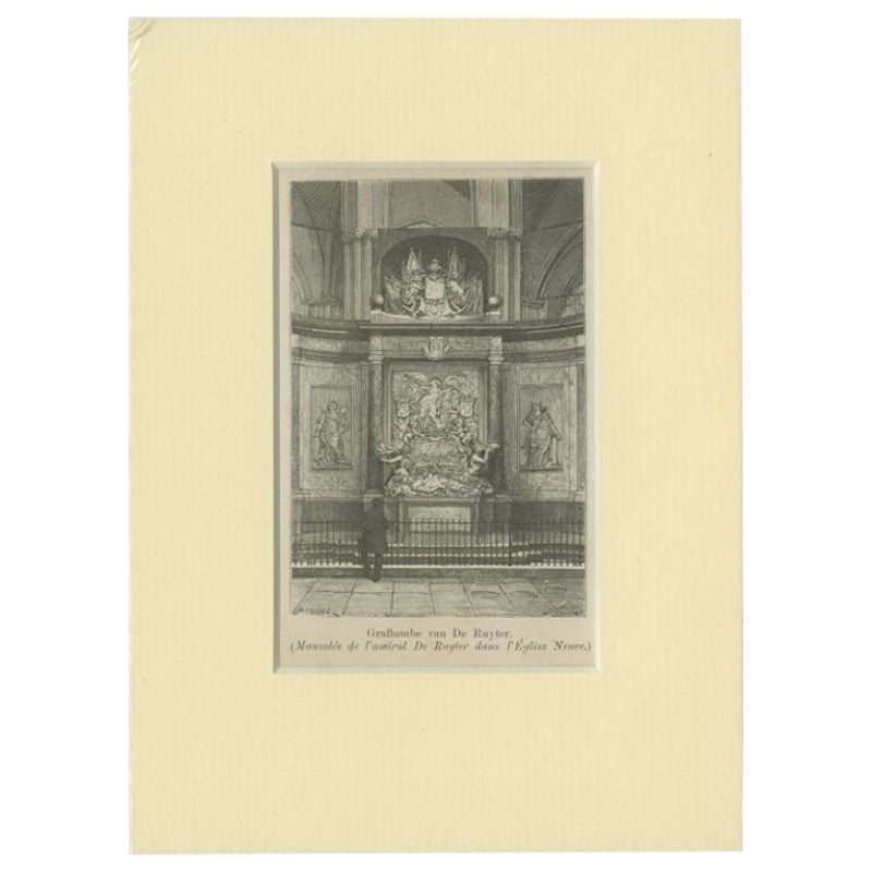 Antique Print of the Tomb of Michiel De Ruyter, C.1900 For Sale