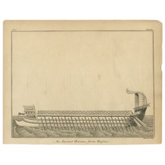 Antiker Druck eines antiken Bireme aus Basius, 1802