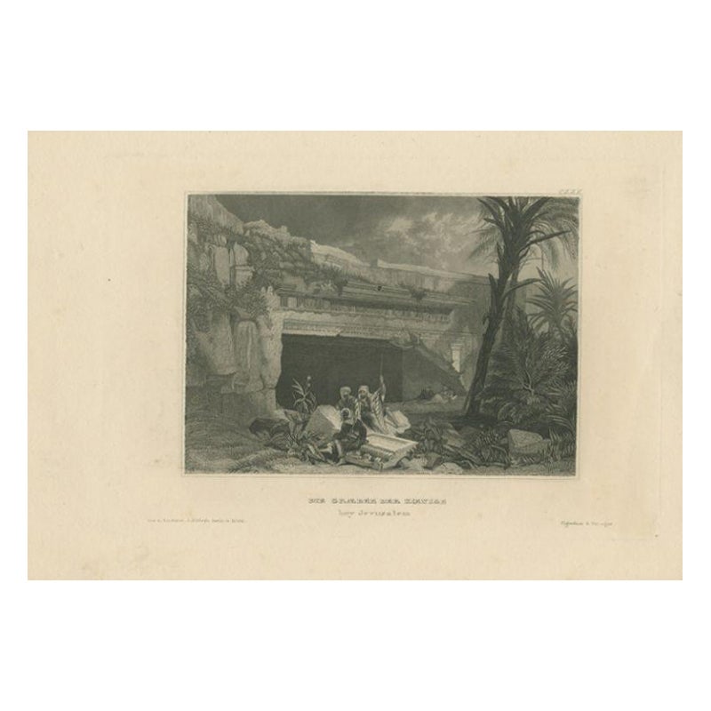 Antiker antiker Druck der Grab der Könige in Jerusalem, 1836