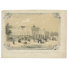 Antique Print of the Train Station of Utrecht by Huygens, C.1860