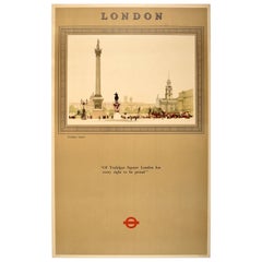 Original Vintage Post War London Underground Transport Trafalgar Square Taylor