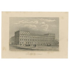 Antique Print of the Treasury, Whitehall, England, ca.1840