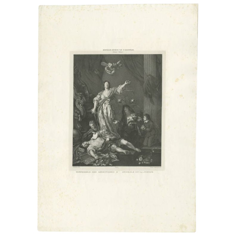 Antique Print of the Triumph of Justice by Elinksterk, c.1828