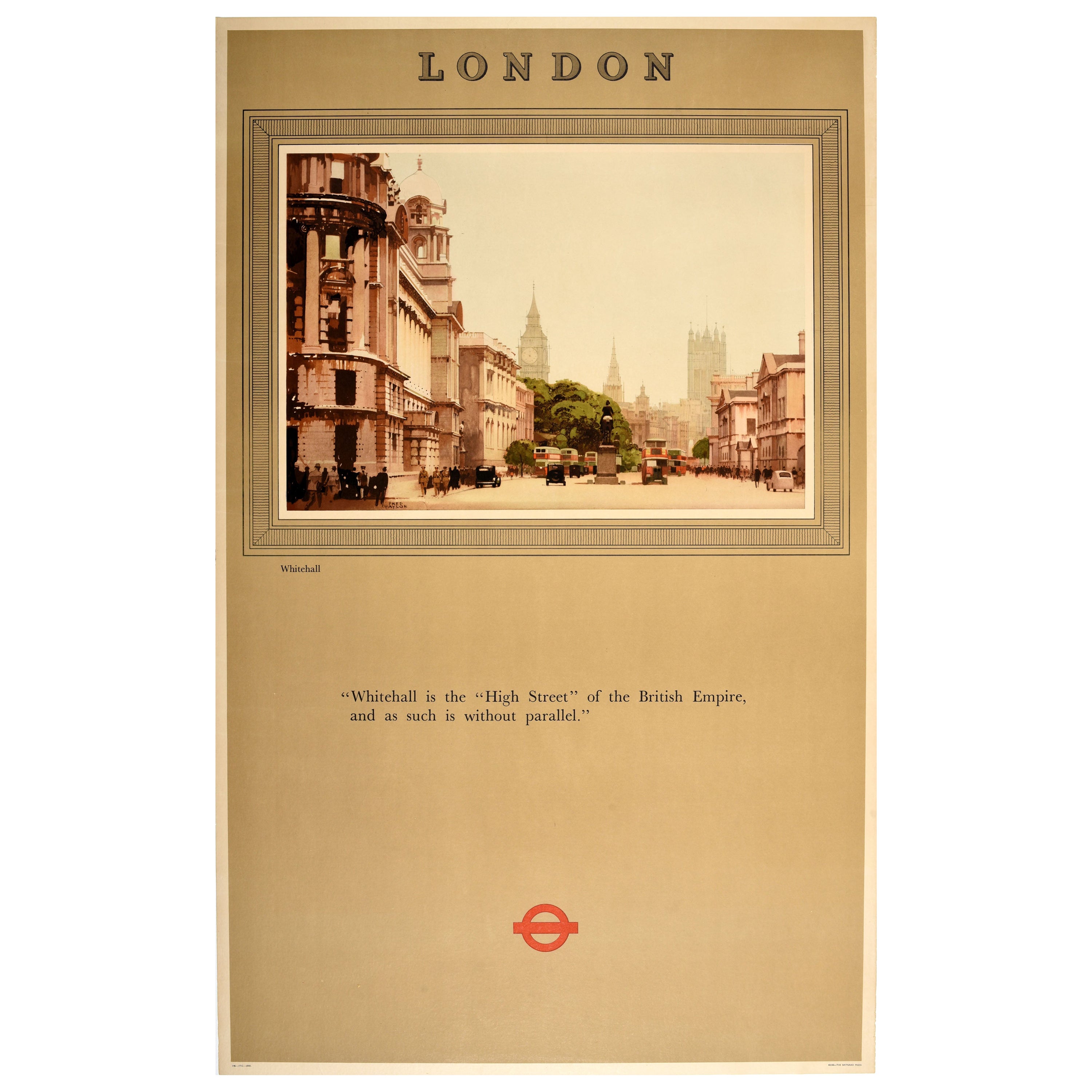 Original Vintage Post War London Underground Transport Poster Whitehall Taylor For Sale