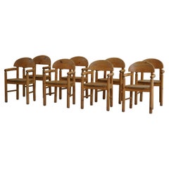 Rainer Daumiller, ensemble de 8 chaises de salle à manger en pin massif, style danois moderne, années 1970
