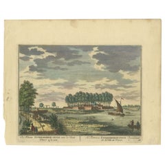 Antique Print of the Uitermeersesluis Fortress Seen from Weesp by Stoopendaal