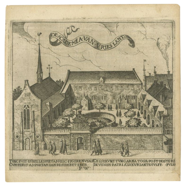 Antique Print of the University of Franeker by Winsemius, 1622 For Sale