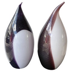 Vintage Large Pair of Penguin Murano Glass Lamps, Italy, 1980s