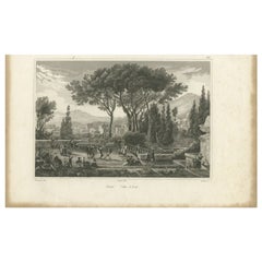 Antique Print of the Villa D'este in Tivoli by Audot, C.1860