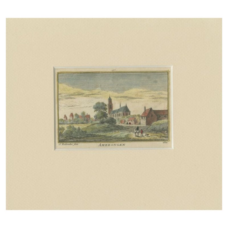 Antique Print of the Village of Amerongen by Rademaker, C.1730 For Sale