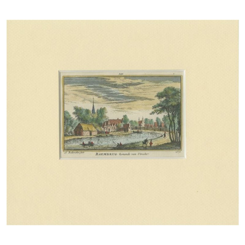 Antique Print of the Village of Baambrugge by Rademaker, c.1730 For Sale