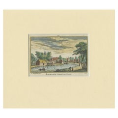 Grabado antiguo de la Villa de Baambrugge por Rademaker, c.1730