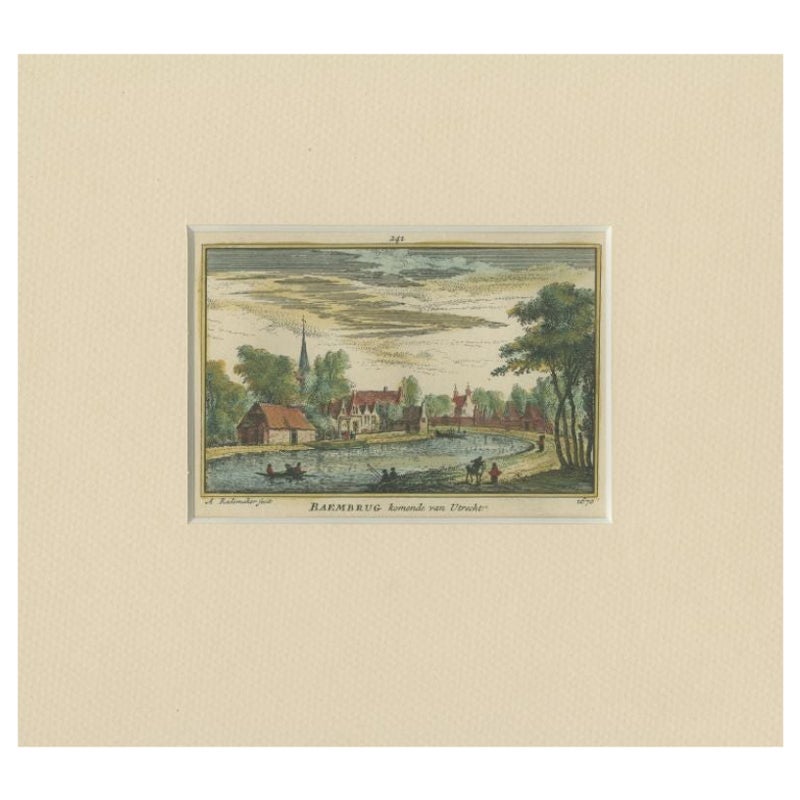 Antique Print of the Village of Baambrugge by Rademaker, C.1730 For Sale