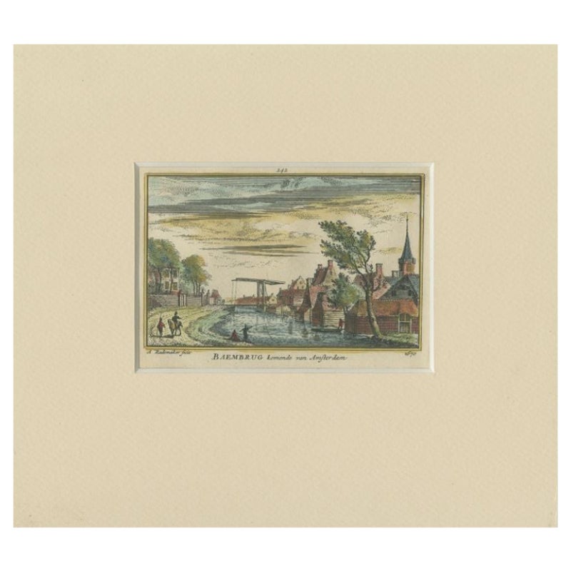 Antique Print of the Village of Baambrugge in The Netherlands, c.1730 For Sale