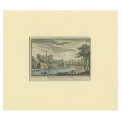 Original Used Print of the Village of Baambrugge in the Netherlands, c.1730
