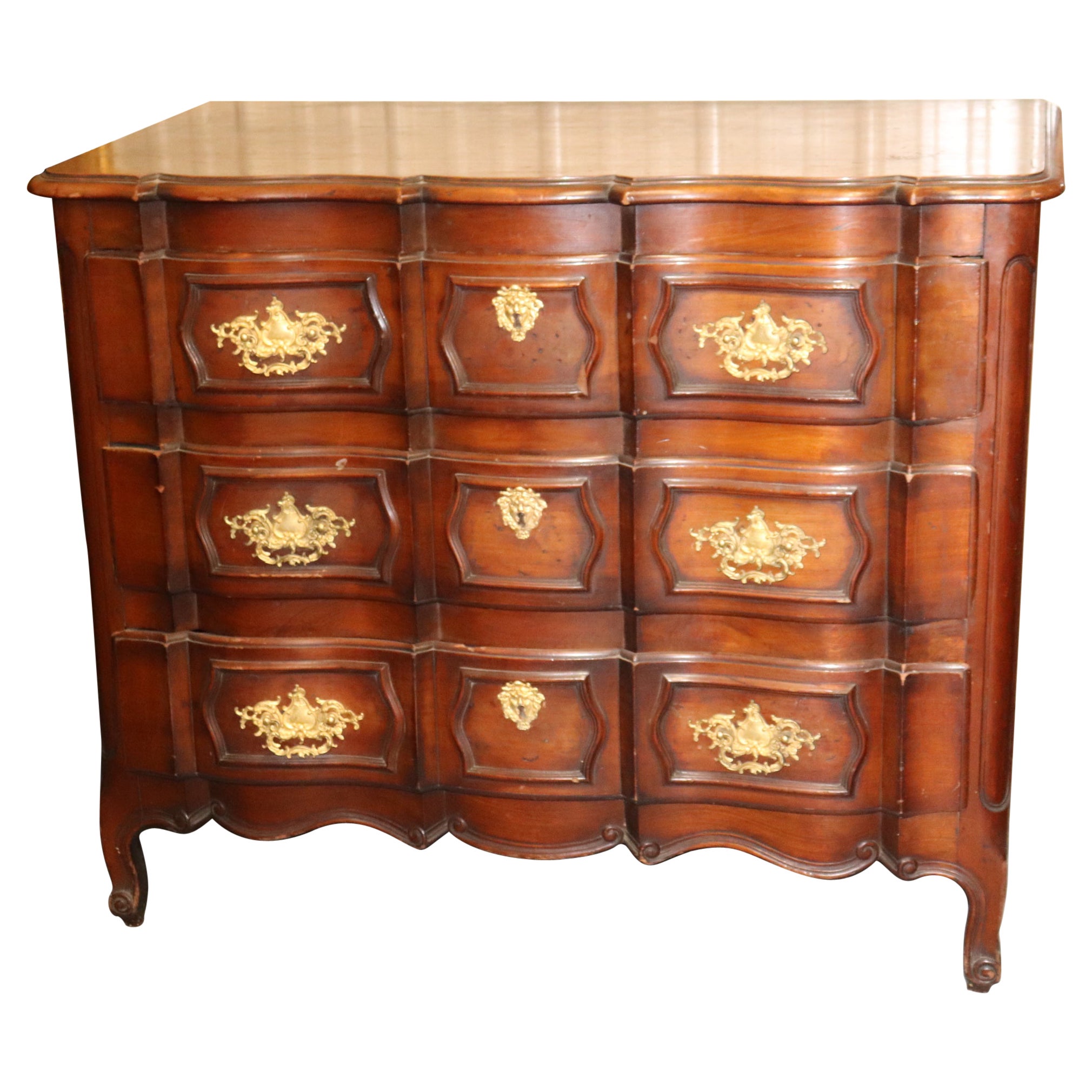 Antique Period French Louis XV French Provincial Walnut Commode Circa 1840