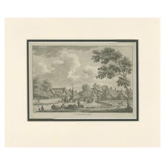 Grabado antiguo de la aldea de Birdaard, Fryslan, Países Bajos, c.1790