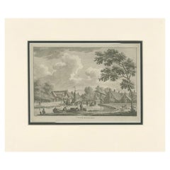 Antique Print of the Village of Birdaard, Fryslan, The Netherlands, c.1790