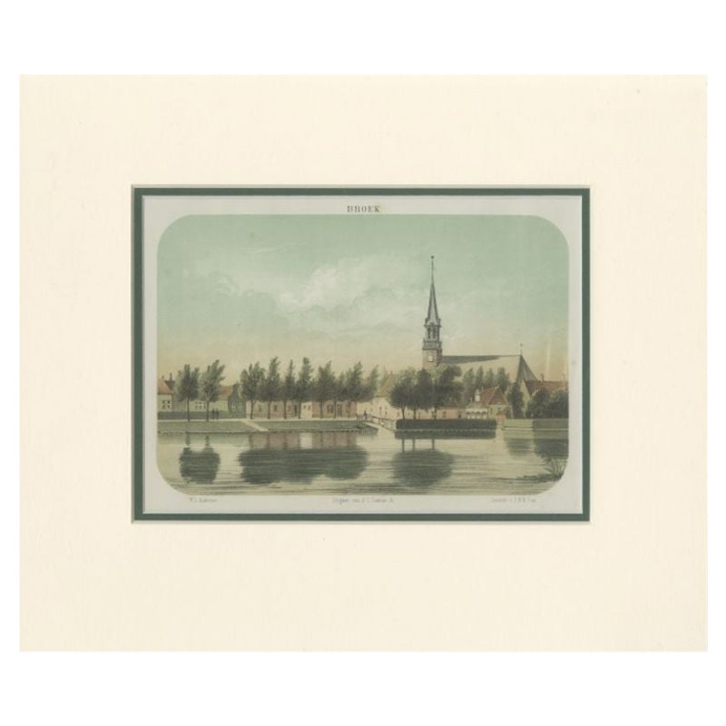 Antique Print of the Village of Broek in Waterland in the Netherlands, ca.1860 For Sale