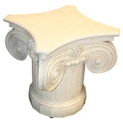 Antique White Painted Ionic Column Dining Table Base Meant for Glass Top 