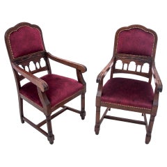Pair of Red Antique Armchairs, Western Europe, circa 1900