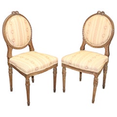 Fine Quality Pair of French Louis XVI Carved Side Chairs, Circa 1940s