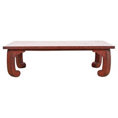 Baker Furniture Hollywood Regency Chinoiserie Red Lacquered Cocktail Table