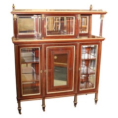 Antique Aesthetic Victorian Etagere Vitrine Mirrored Bronze Mahogany, Circa 1890s