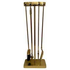 Used 1970's Minima Brass Fireplace Tool Set by Nancy Ruben for Virginia Metalcrafters