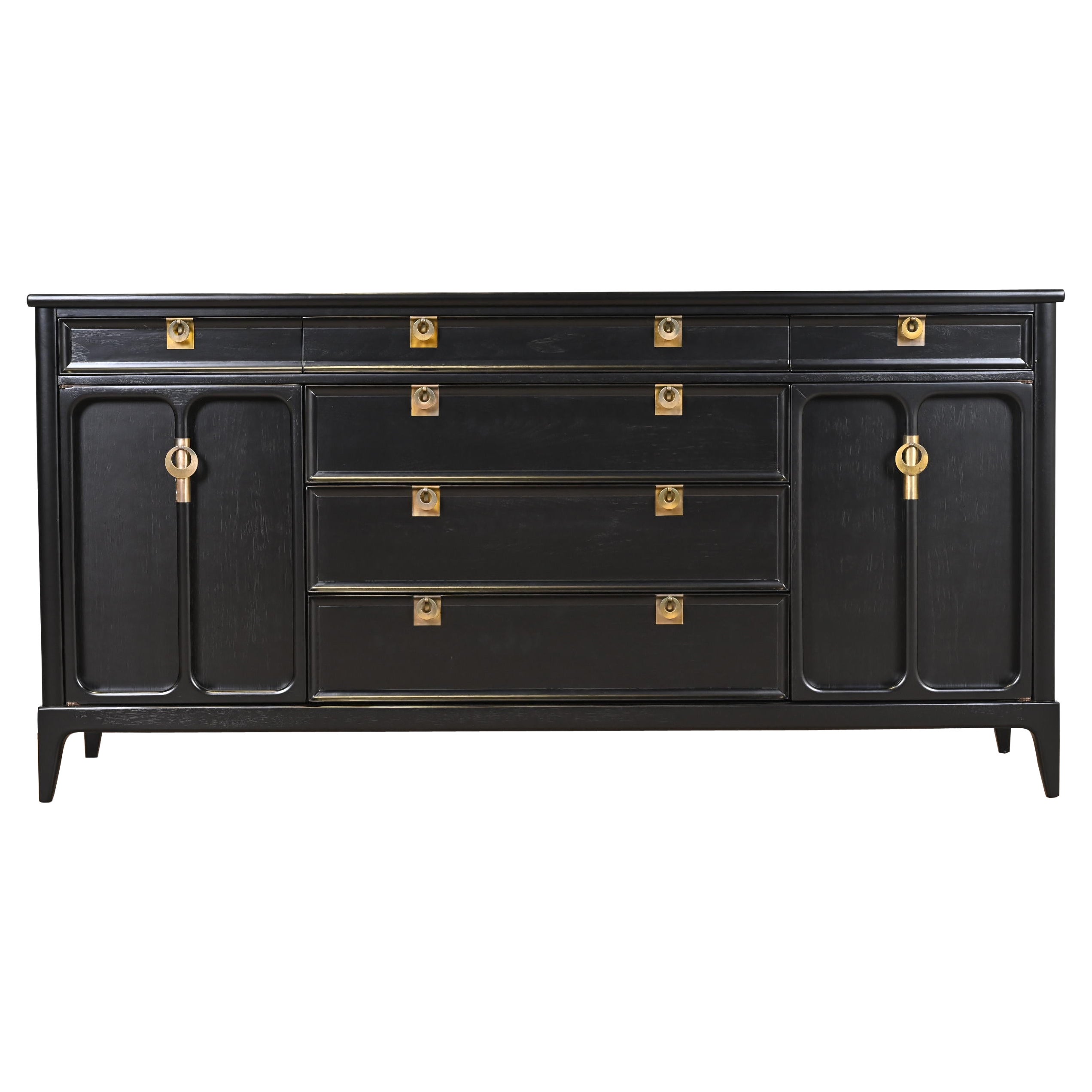 Mid-Century Modern Black Lacquered Sideboard by White Furniture, Refinished