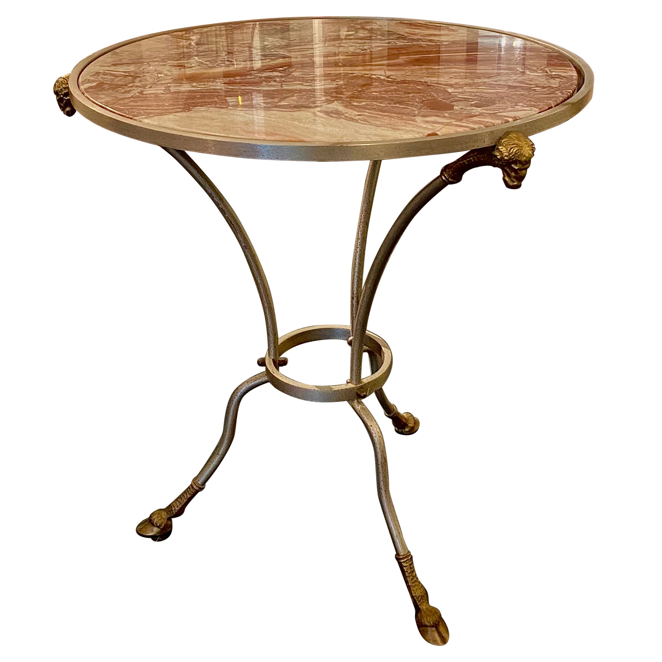 Bronze and Red Marble Empire Style Gueridon Table For Sale