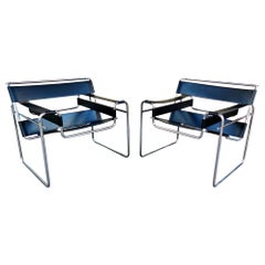 Marcel Breuer Pair B3 Wassily Bauhaus Lounge Chairs - KnollStudio Italy 1990s