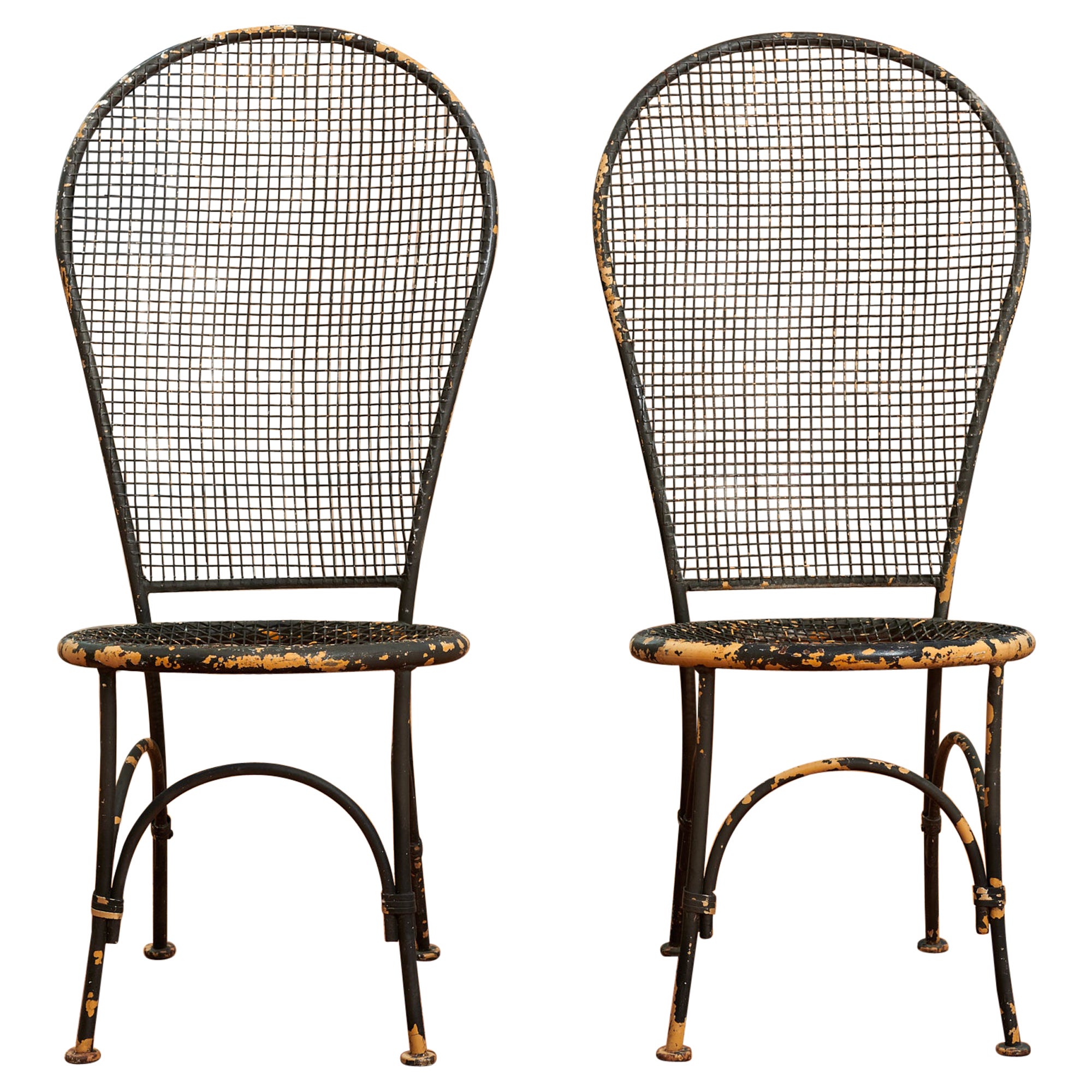 Russell Woodard Tall Back Side Chairs Pair For Sale