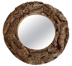 Cork and Wood Mirror, French Work, Circa 1970